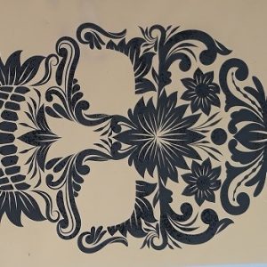 TRANSFER TEXTIL METÁLICO CAVEIRA 21X30 CM