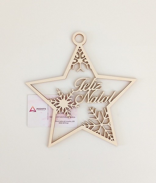 ESTRELA EM MADEIRA FELIZ NATAL