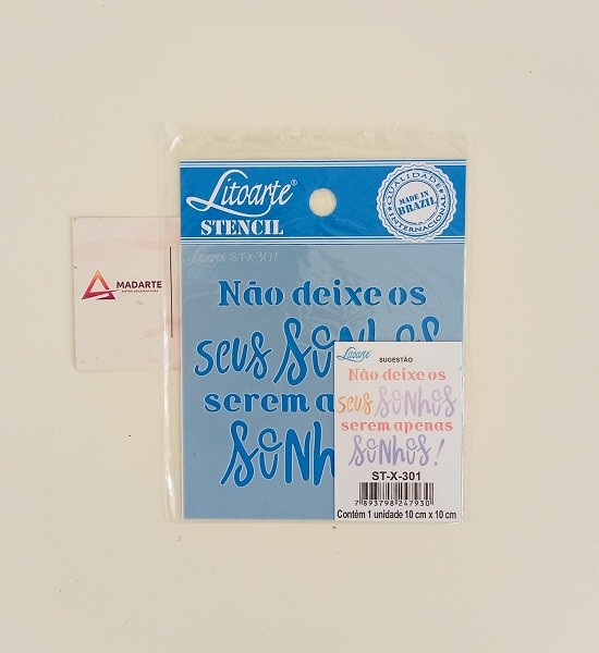 stencil litoarte frases sonhos 10x10cm