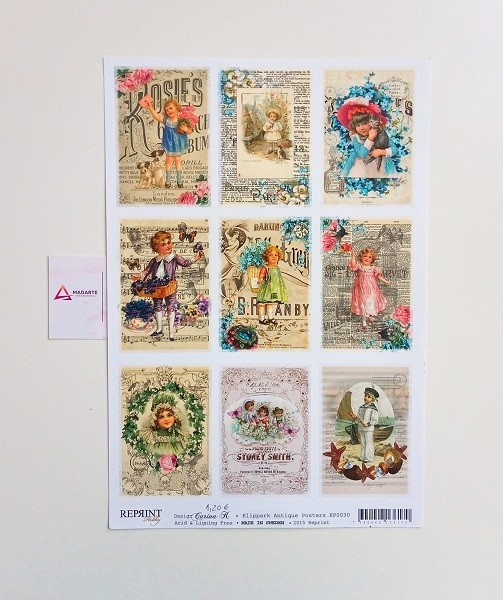 papel scrap tags antique posters
